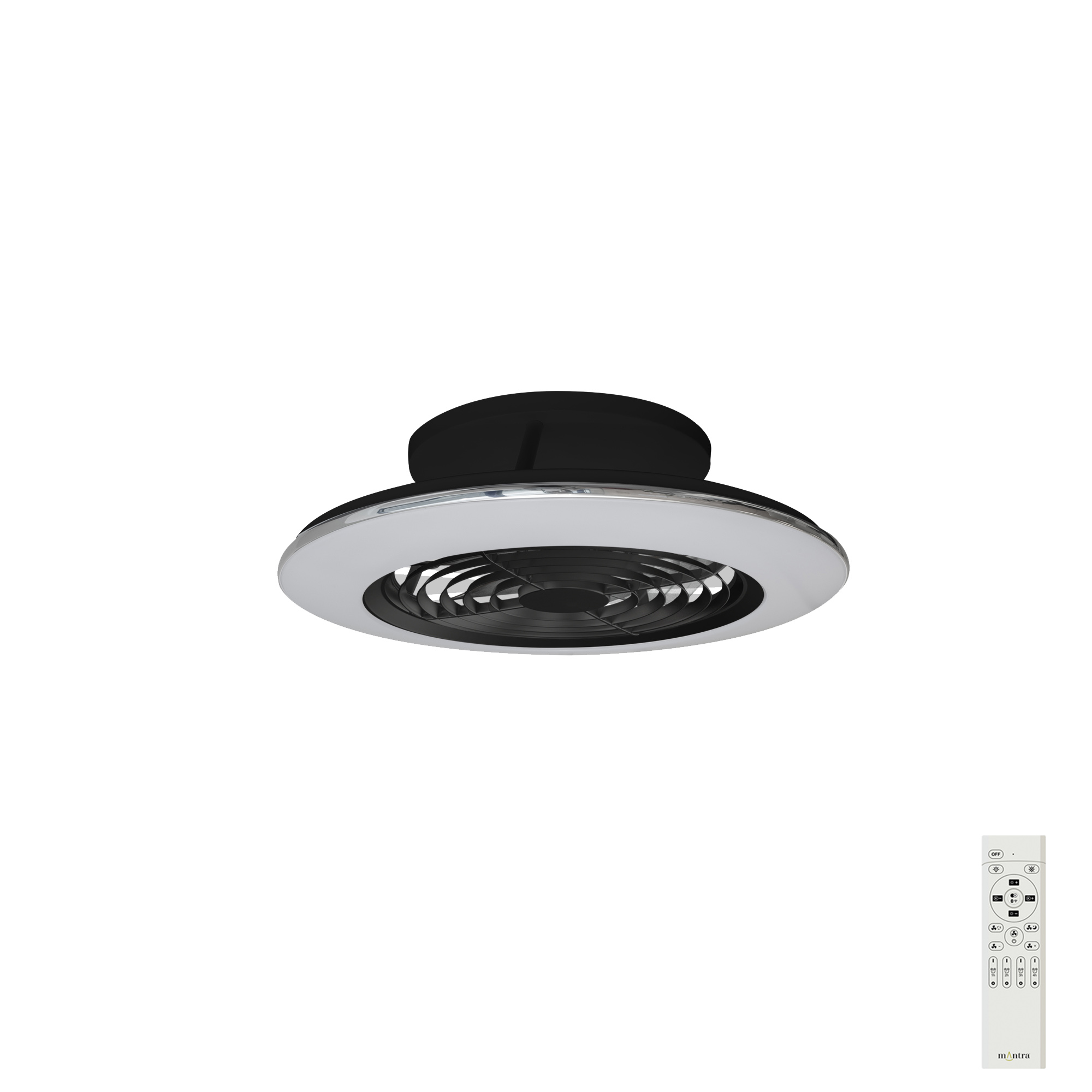 M7495  Alisio Mini 70W LED Dimmable Ceiling Light & Fan; Remote Controlled Black